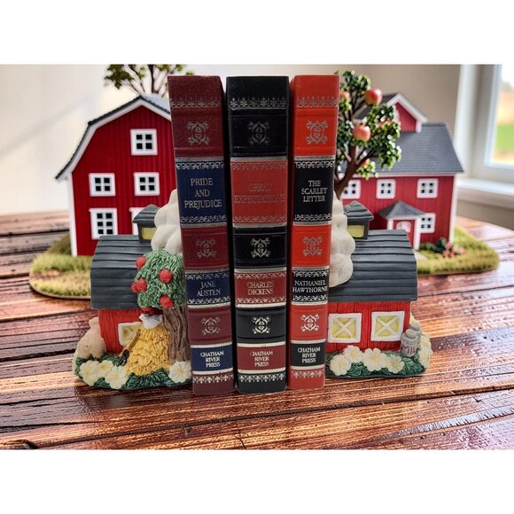 Youngs Other - vintage youngs heavy resin red barn farm animals vibrant colors bookends.